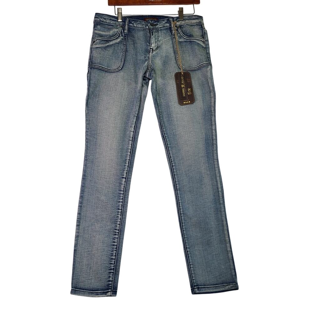 NWT Zana Di Jeans Vintage Skinny Blue Rhinestones Denim Size 11